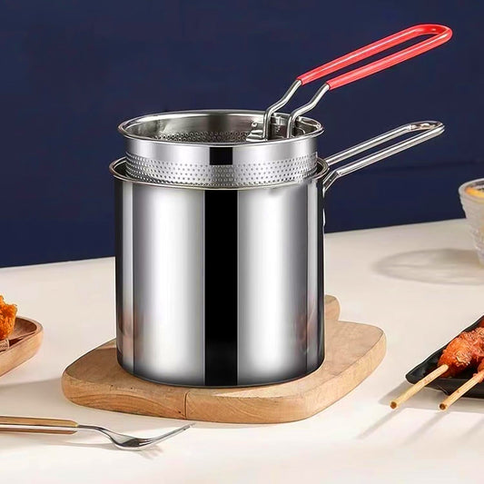 Oil-Saving Deep Fryer Pot with Removable Basket