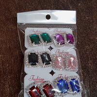 Diamond Jewellery Interchangeable Triangular Shaped Earrings (6 Pari  Mix Color  Design)