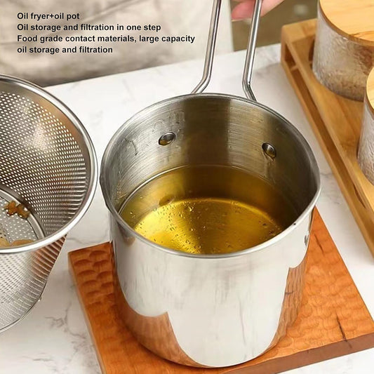 Oil-Saving Deep Fryer Pot with Removable Basket